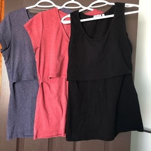 Nursing tops lot (3), medium and large